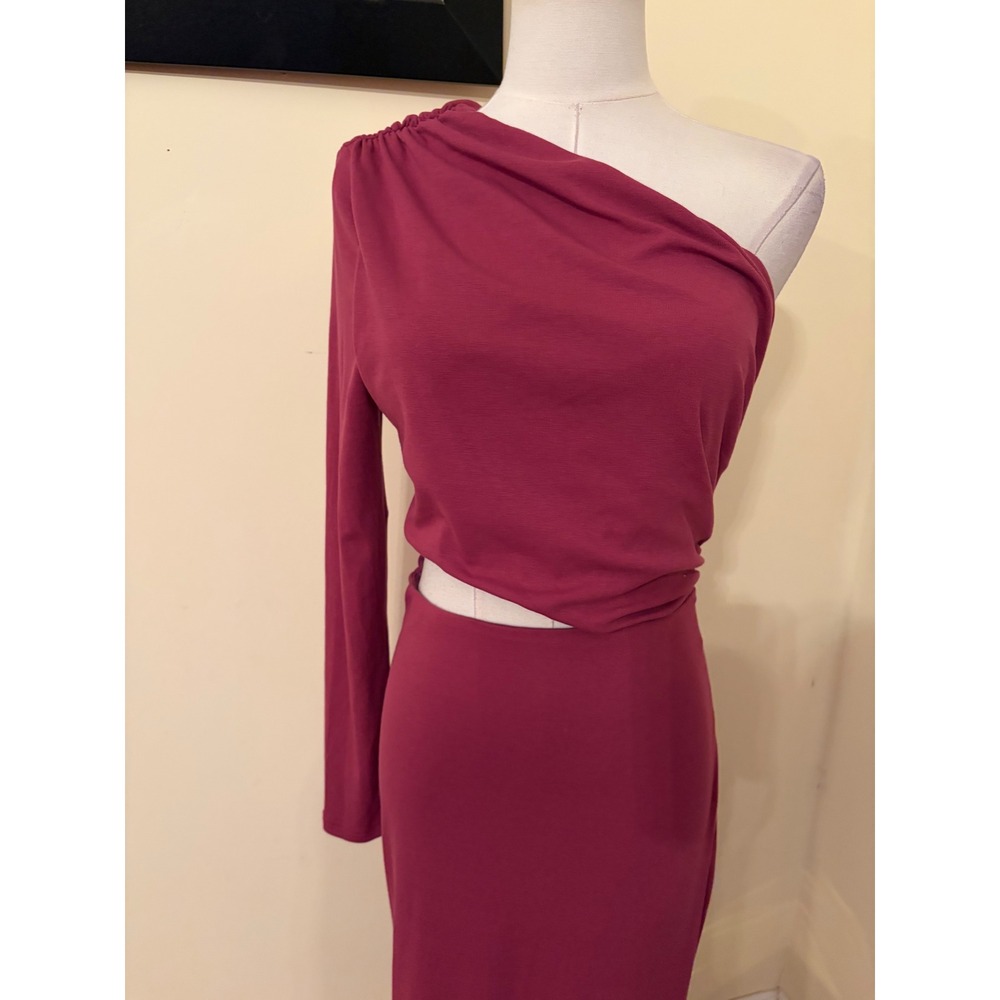 By Egreis One Shoulder Cutout Maxi Dress Berry Plum Asymmetrical Mermaid Medium - Picture 5 of 8